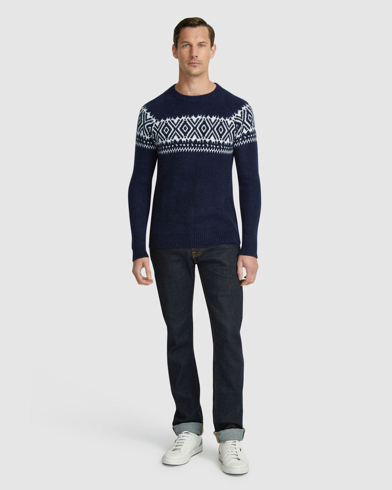 LACHIE PATTERNED CREW NECK KNIT TOP MENS KNITWEAR