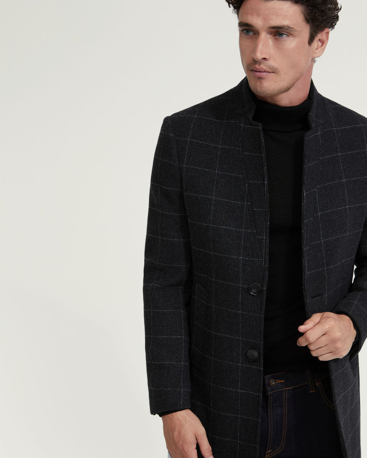 AUSTIN WOOL RICH CHECKED OVERCOAT - AVAILABLE ~ 1-2 weeks MENS JACKETS AND COATS