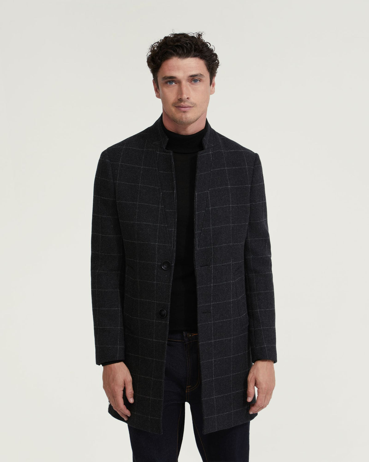 AUSTIN WOOL RICH CHECKED OVERCOAT - AVAILABLE ~ 1-2 weeks MENS JACKETS AND COATS