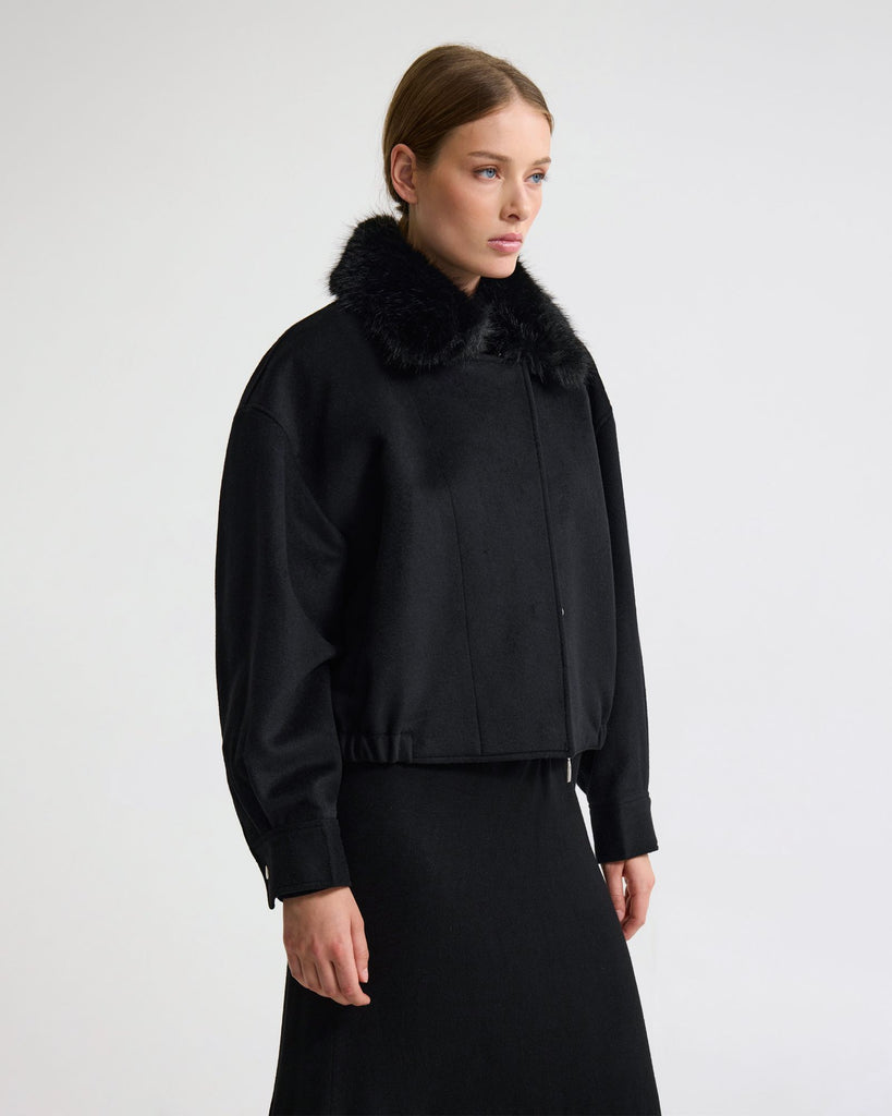 ジャケット・アウター Acka fur flare middle coat size2 Freja Detatch Faux Fur Trim Jacket – Oxford Shop