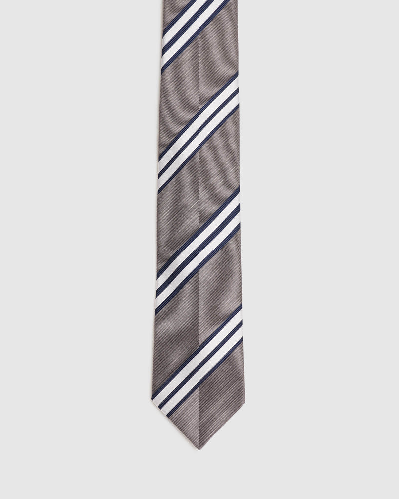 NAVY AND SILVER STRIPE TIE MENS ACCESSORIES