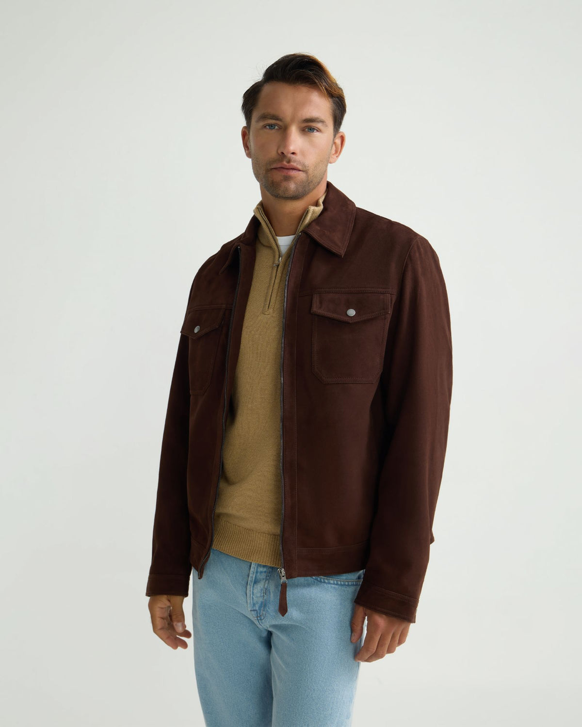 Suede Trucker Jacket MENS JACKETS AND COATS