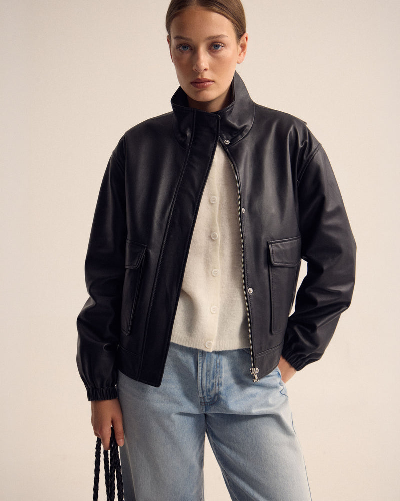 Rosie Leather Bomber Jacket