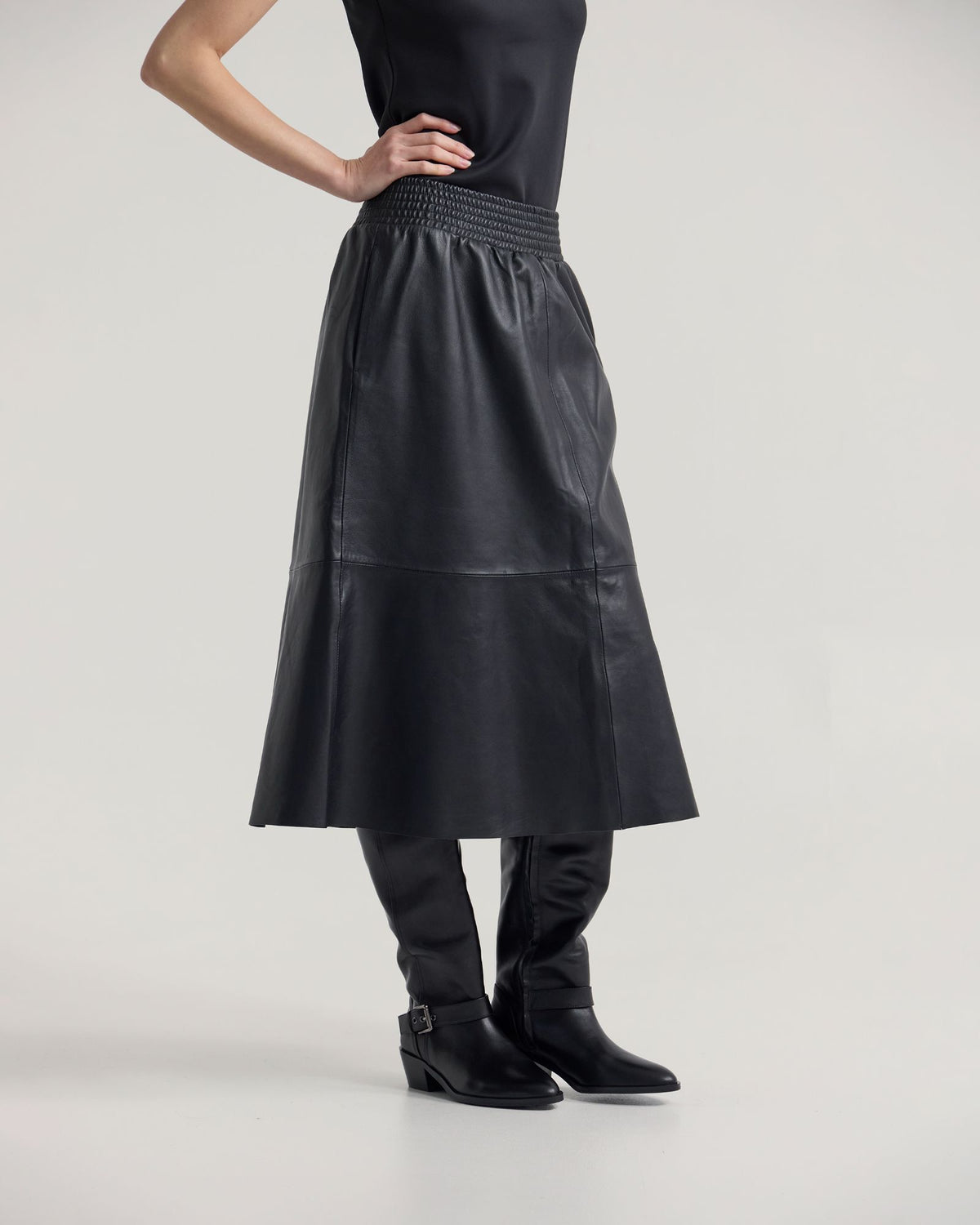 Jaya Leather Midi Skirt WOMENS SKIRTS
