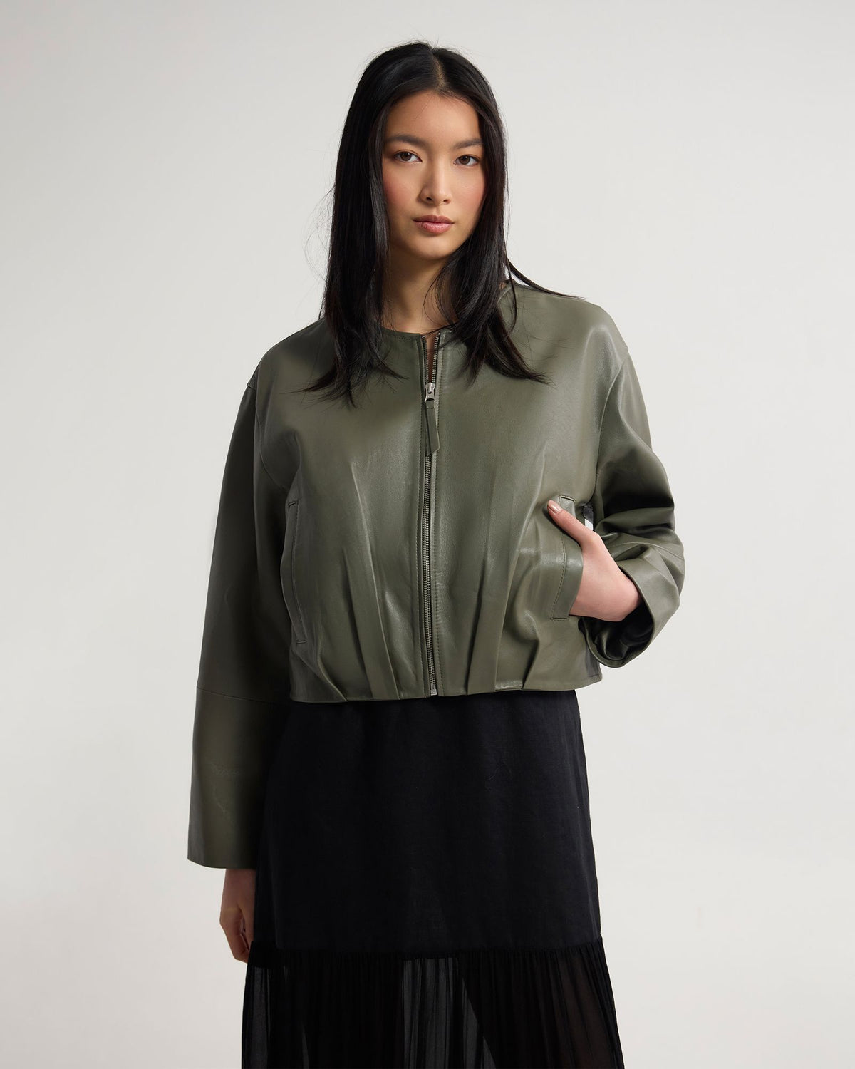Ember Leather Bomber Jacket