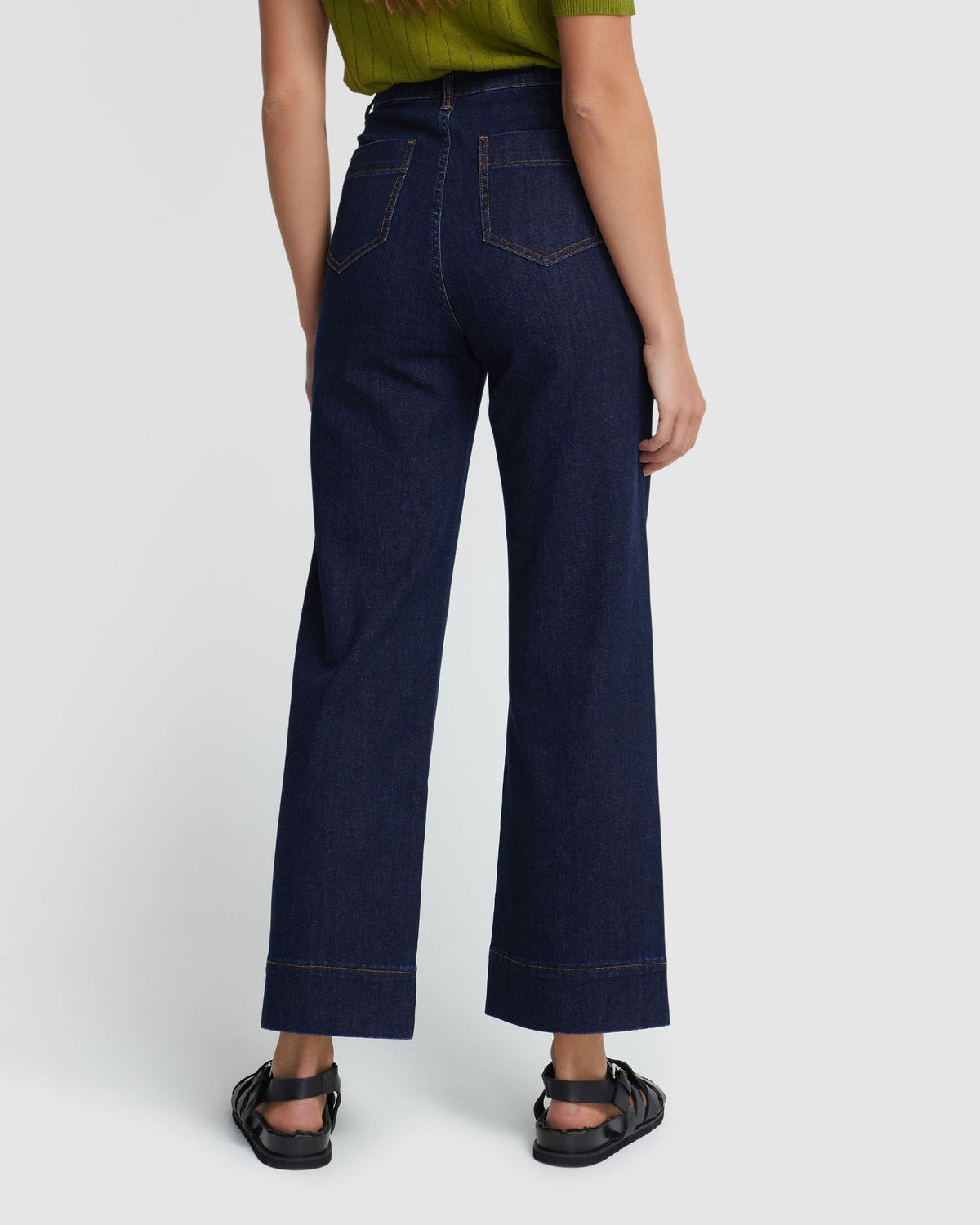 ALEXA PATCH POCKET WIDE LEG JEANS WOMENS PANTS