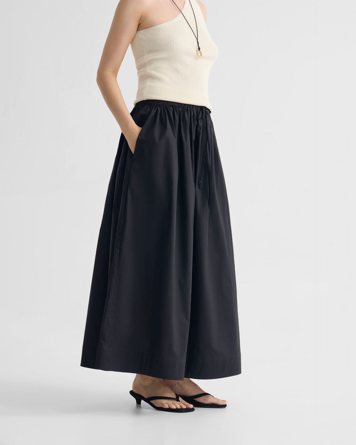 Olive Cotton Maxi Skirt WOMENS SKIRTS