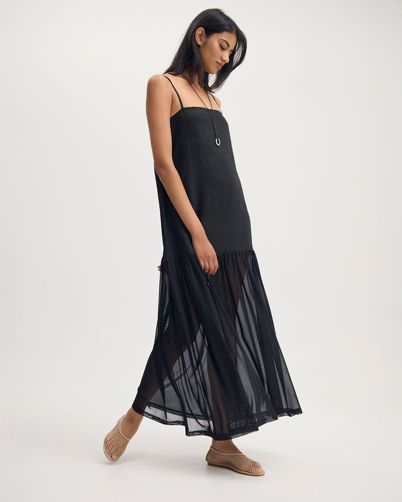 Kristel Linen And Mesh Dress