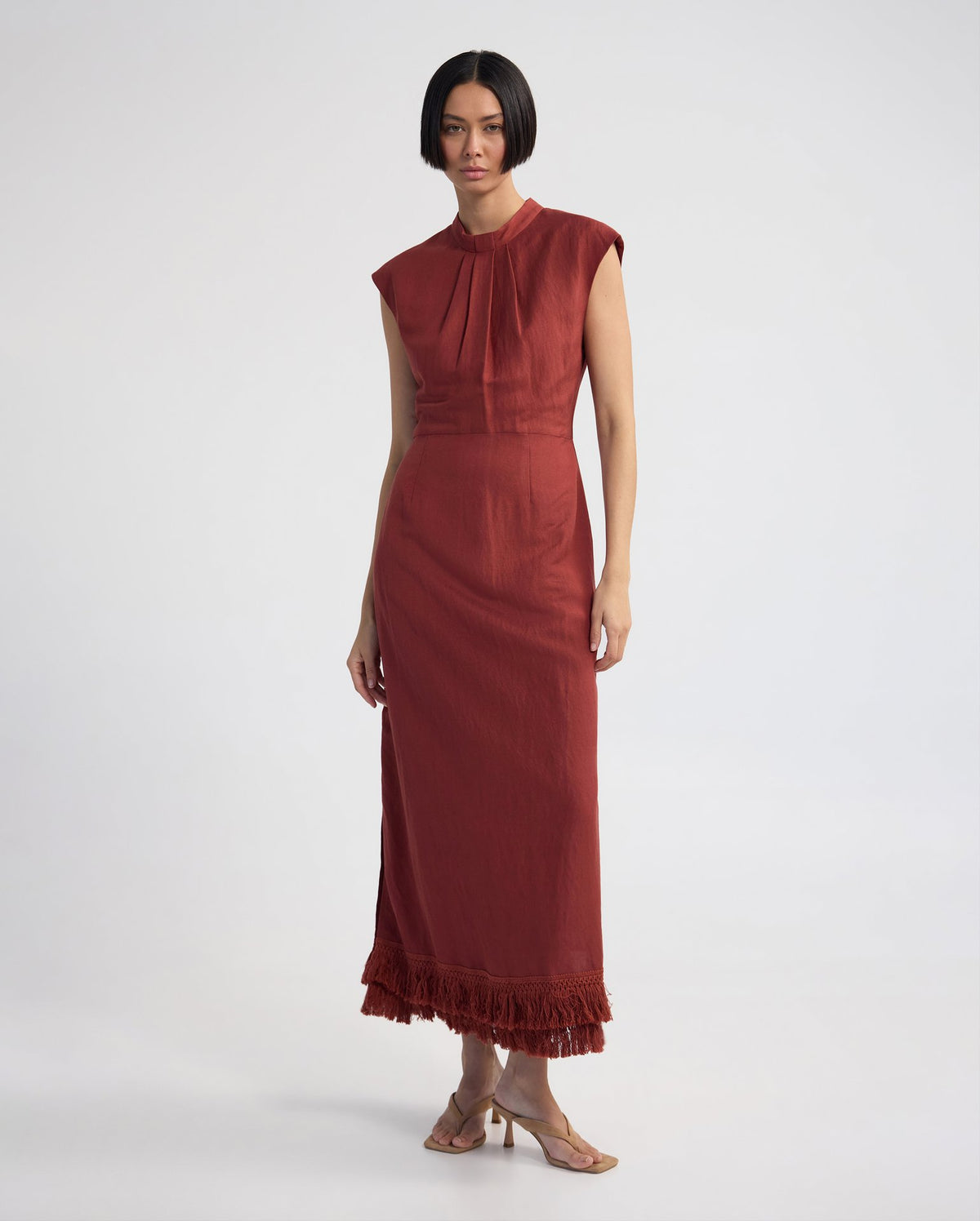 Ingrid Fringe Trim Linen Blend Dress WOMENS DRESSES