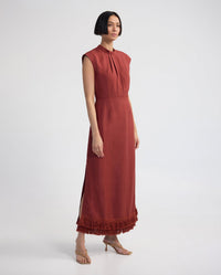 Ingrid Fringe Trim Linen Blend Dress WOMENS DRESSES
