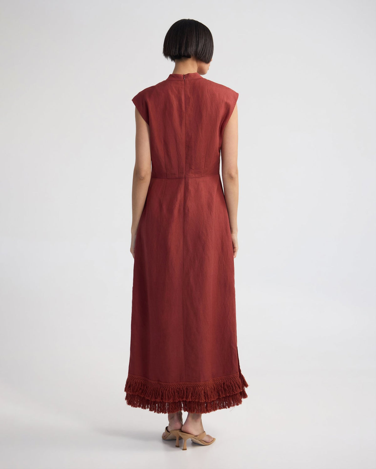Ingrid Fringe Trim Linen Blend Dress WOMENS DRESSES