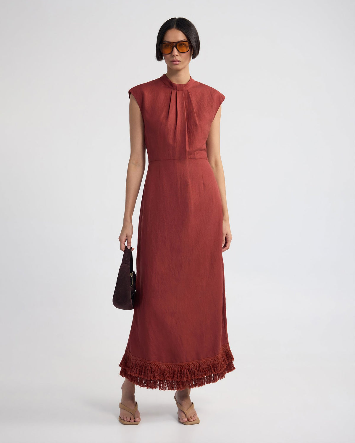 Ingrid Fringe Trim Linen Blend Dress WOMENS DRESSES