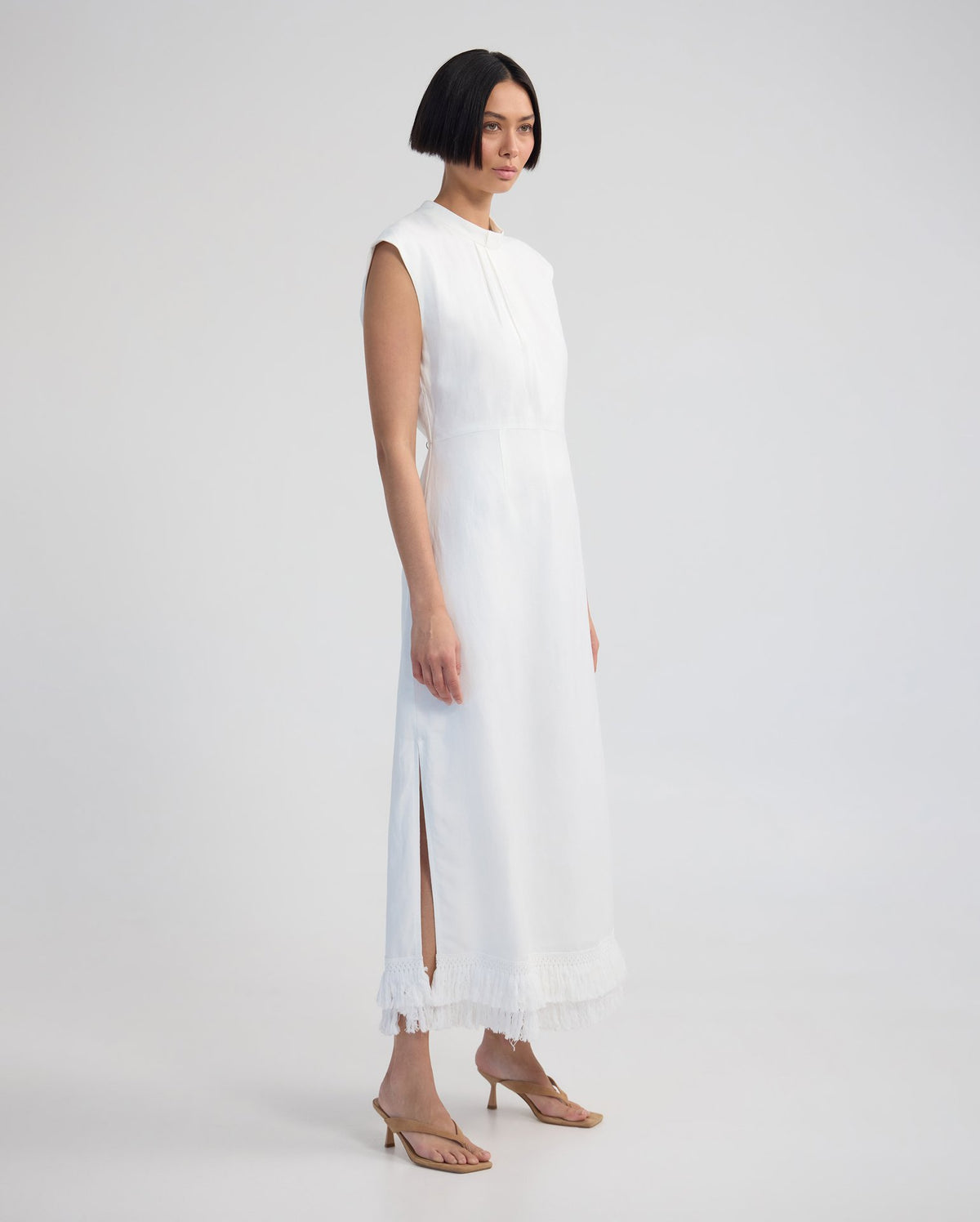 Ingrid Fringe Trim Linen Blend Dress WOMENS DRESSES