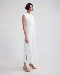 Ingrid Fringe Trim Linen Blend Dress WOMENS DRESSES
