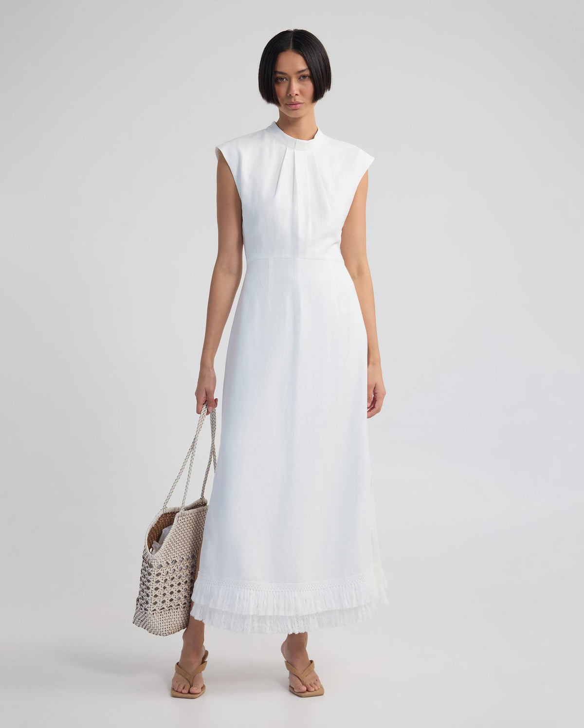 Ingrid Fringe Trim Linen Blend Dress WOMENS DRESSES