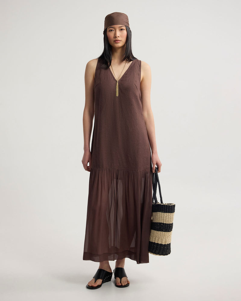 Fenna Linen And Georgette Dress