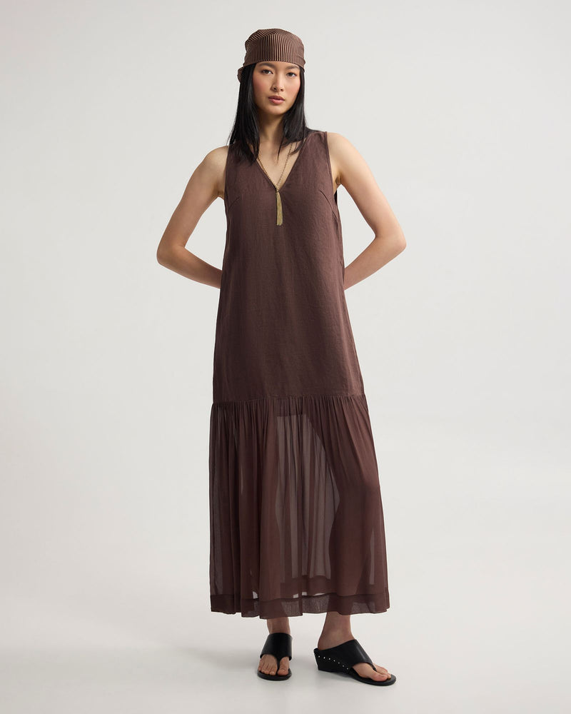Fenna Linen And Georgette Dress