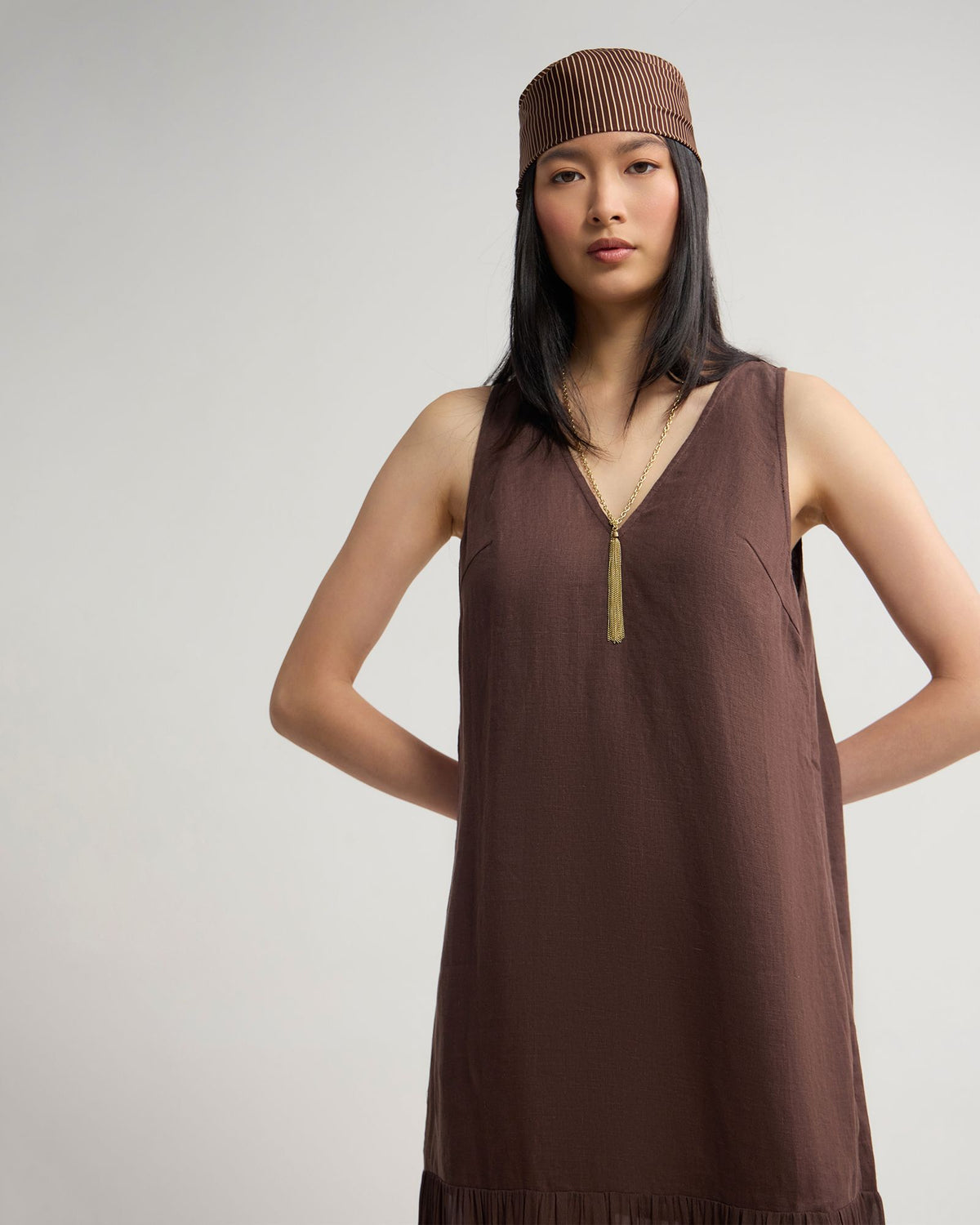 Fenna Linen And Georgette Dress