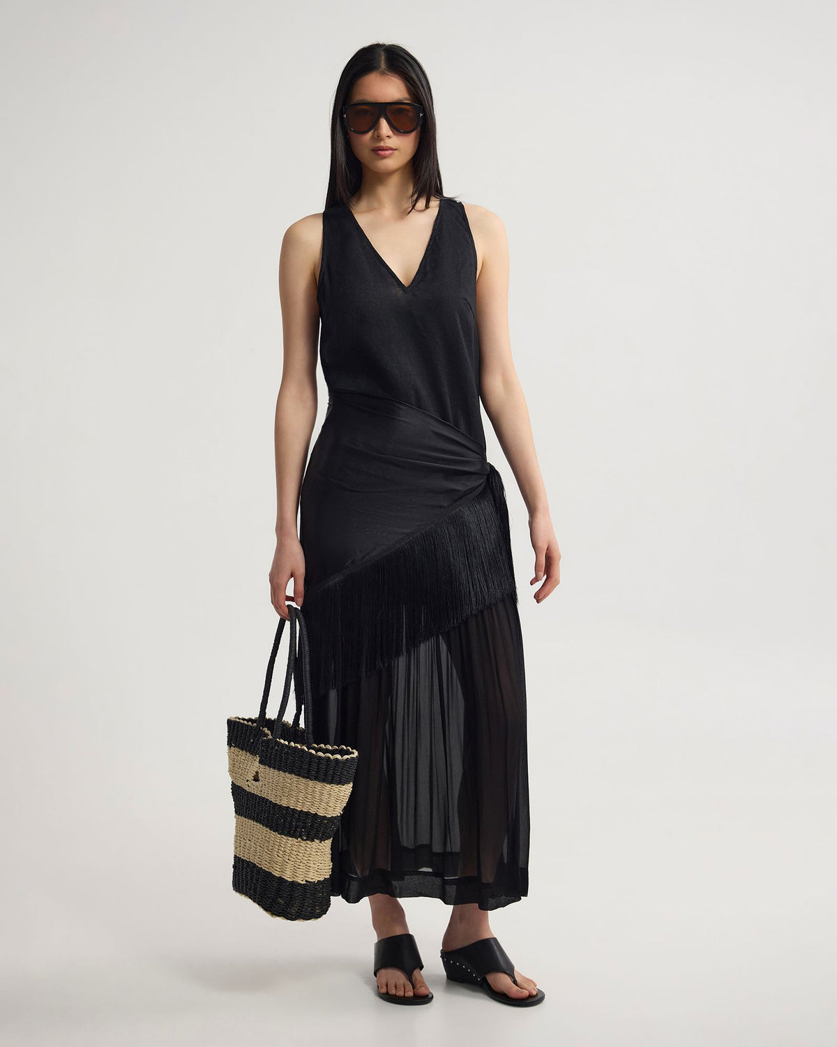 Fenna Linen And Georgette Dress