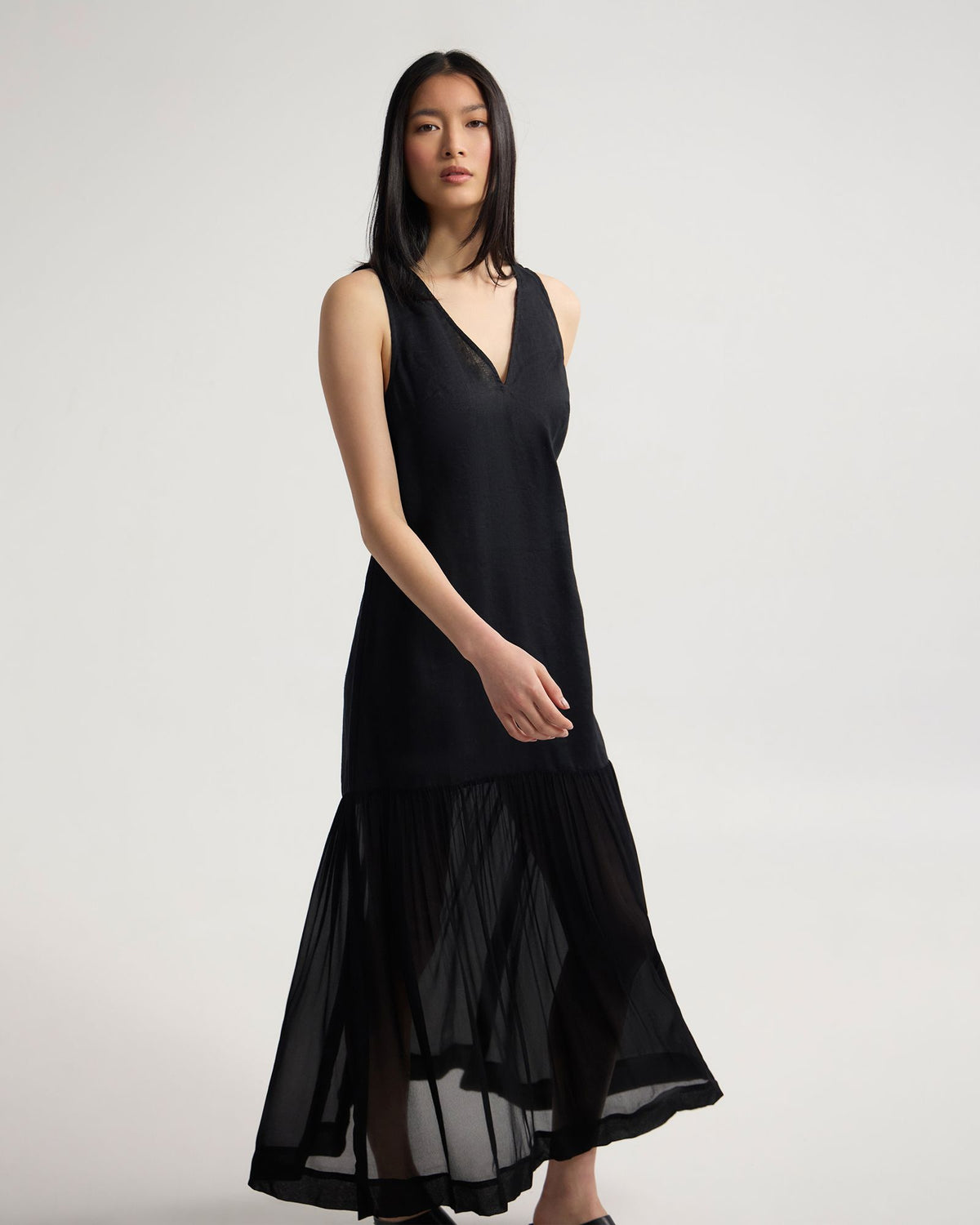 Fenna Linen And Georgette Dress