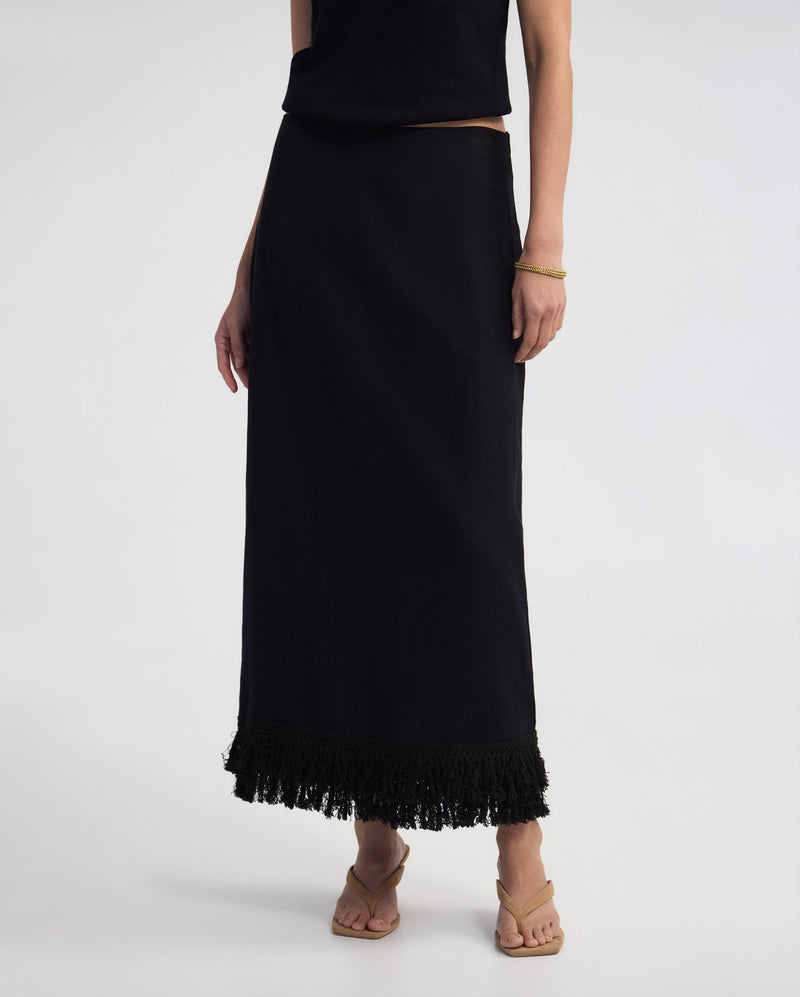 Gabrielle Linen Blend Fringed Skirt WOMENS SKIRTS