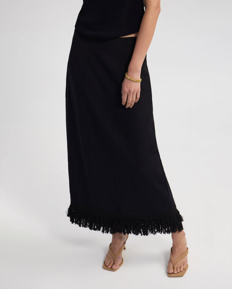 Gabrielle Linen Blend Fringed Skirt WOMENS SKIRTS