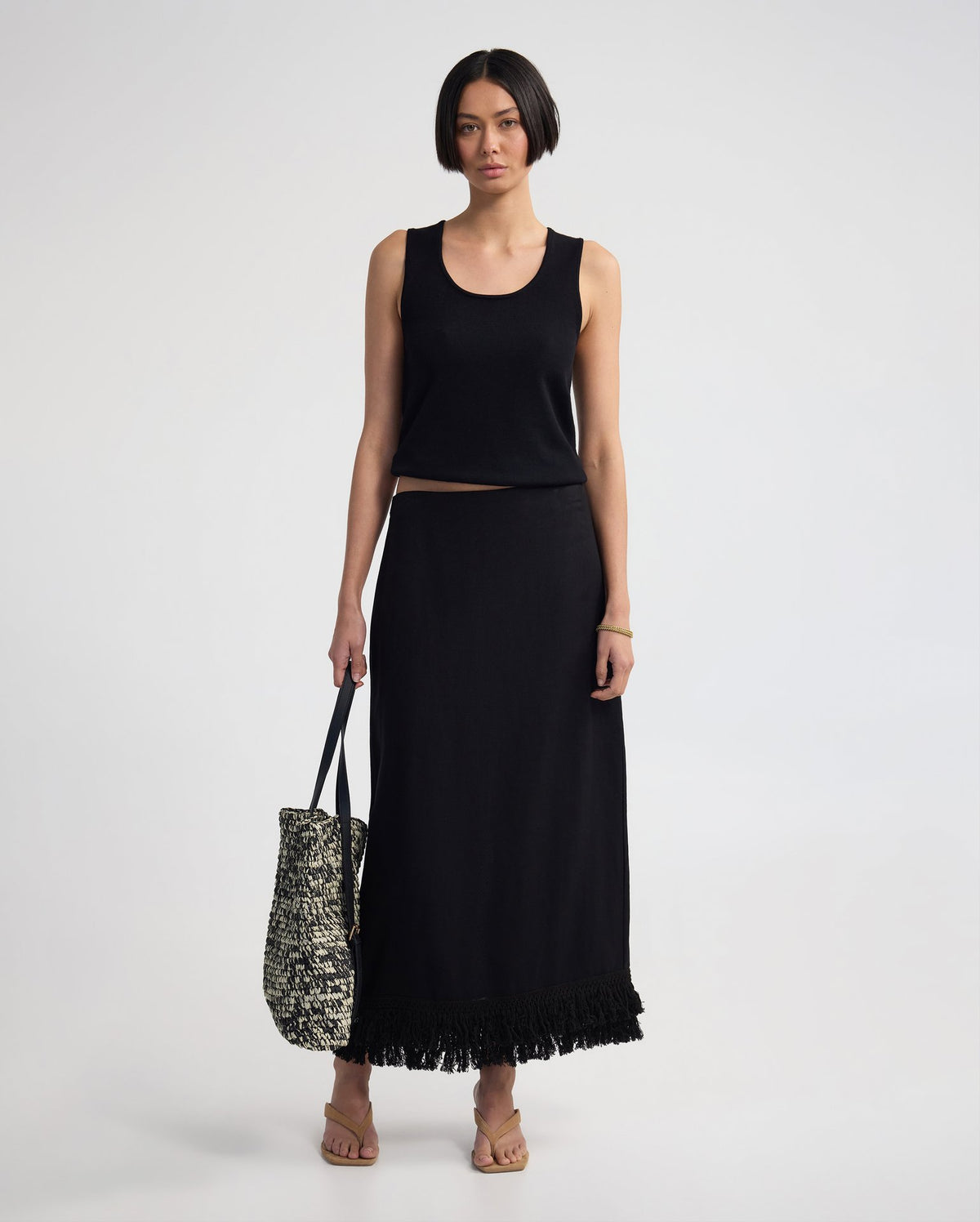 Gabrielle Linen Blend Fringed Skirt WOMENS SKIRTS