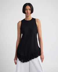 Eloise Fringe Trim Linen Blend Top WOMENS TOPS