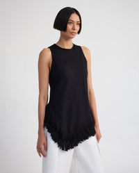 Eloise Fringe Trim Linen Blend Top WOMENS TOPS