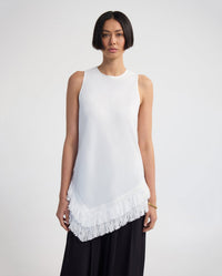 Eloise Fringe Trim Linen Blend Top WOMENS TOPS