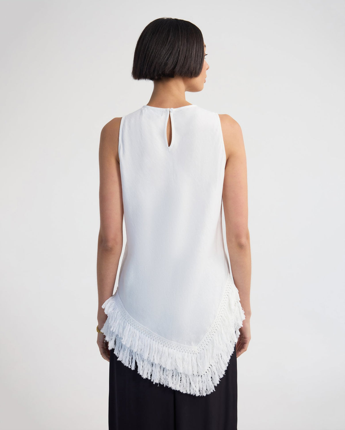 Eloise Fringe Trim Linen Blend Top WOMENS TOPS