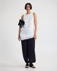 Eloise Fringe Trim Linen Blend Top WOMENS TOPS