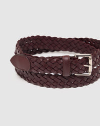 Brixton Mens Leather Plaited Belt MENS ACCESSORIES