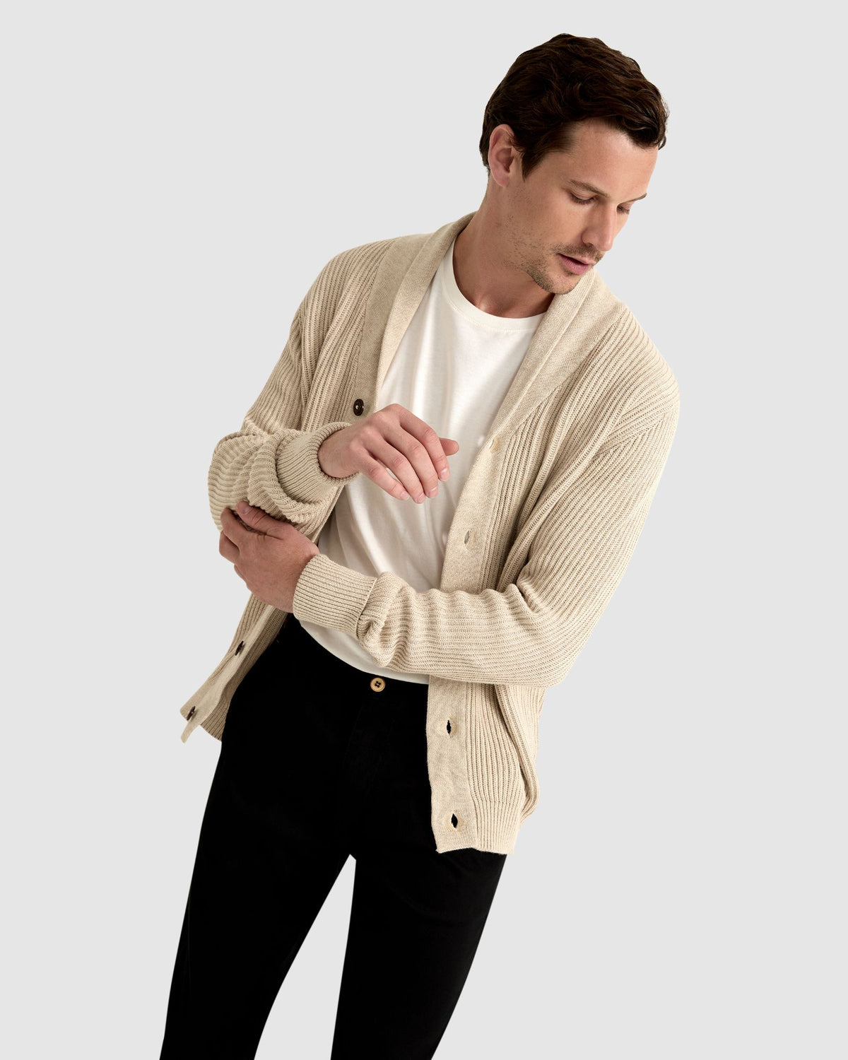 JED RIBBED CARDIGAN MENS KNITWEAR