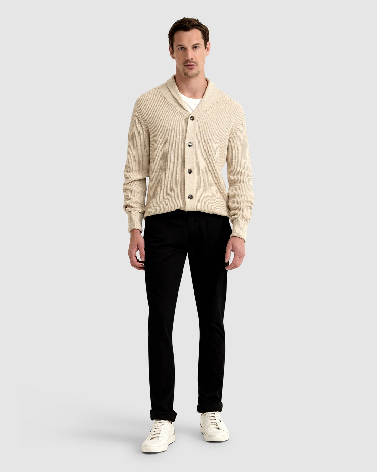 JED RIBBED CARDIGAN MENS KNITWEAR