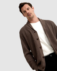 JED RIBBED CARDIGAN MENS KNITWEAR