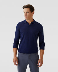 BLAIR V-NECK MERINO WOOL POLO MENS KNITWEAR