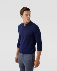 BLAIR V-NECK MERINO WOOL POLO MENS KNITWEAR