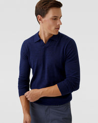 BLAIR V-NECK MERINO WOOL POLO MENS KNITWEAR