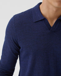 BLAIR V-NECK MERINO WOOL POLO MENS KNITWEAR