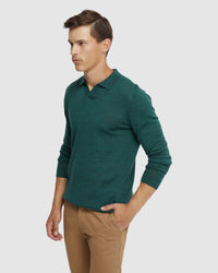 BLAIR V-NECK MERINO WOOL POLO MENS KNITWEAR