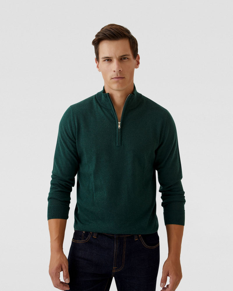 ZIP NECK MERINO WOOL KNIT MENS KNITWEAR
