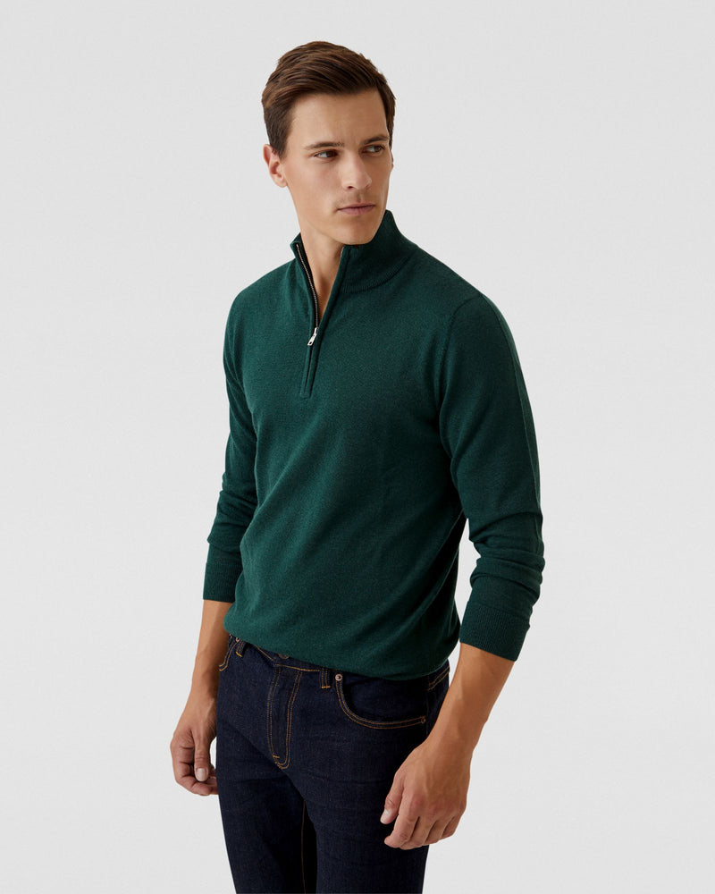 ZIP NECK MERINO WOOL KNIT MENS KNITWEAR