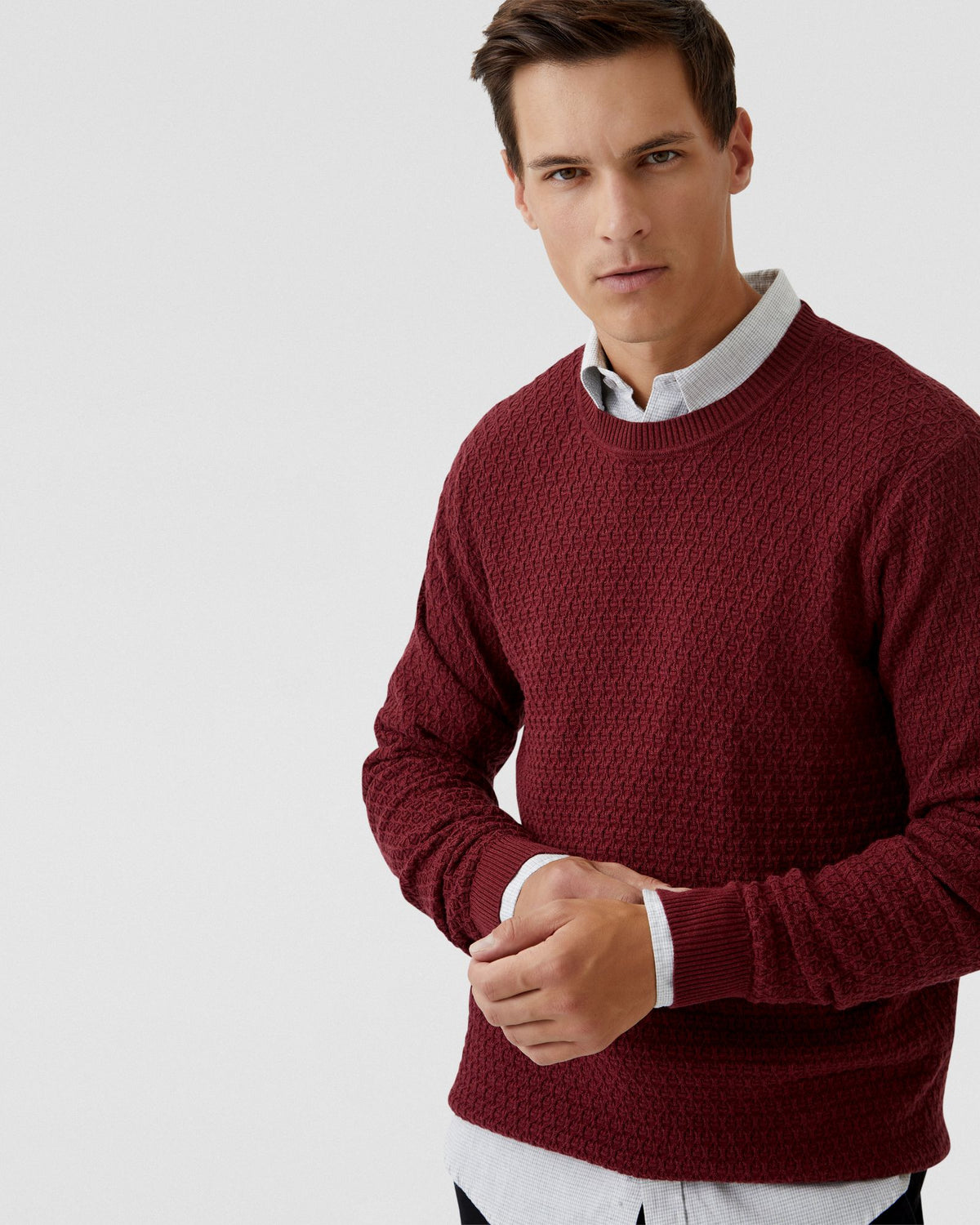 TOBY TEXTURED COTTON KNIT MENS KNITWEAR