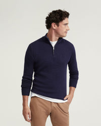 ROBERT ZIP NECK COTTON KNIT MENS KNITWEAR