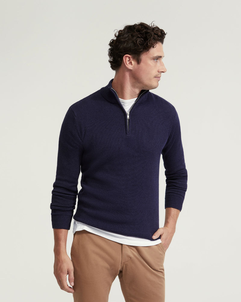 ROBERT ZIP NECK COTTON KNIT MENS KNITWEAR