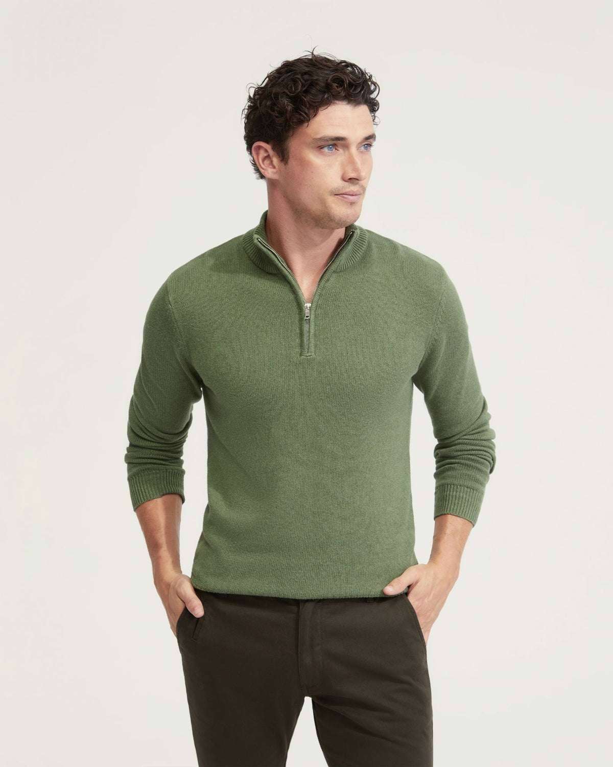 ROBERT ZIP NECK COTTON KNIT MENS KNITWEAR