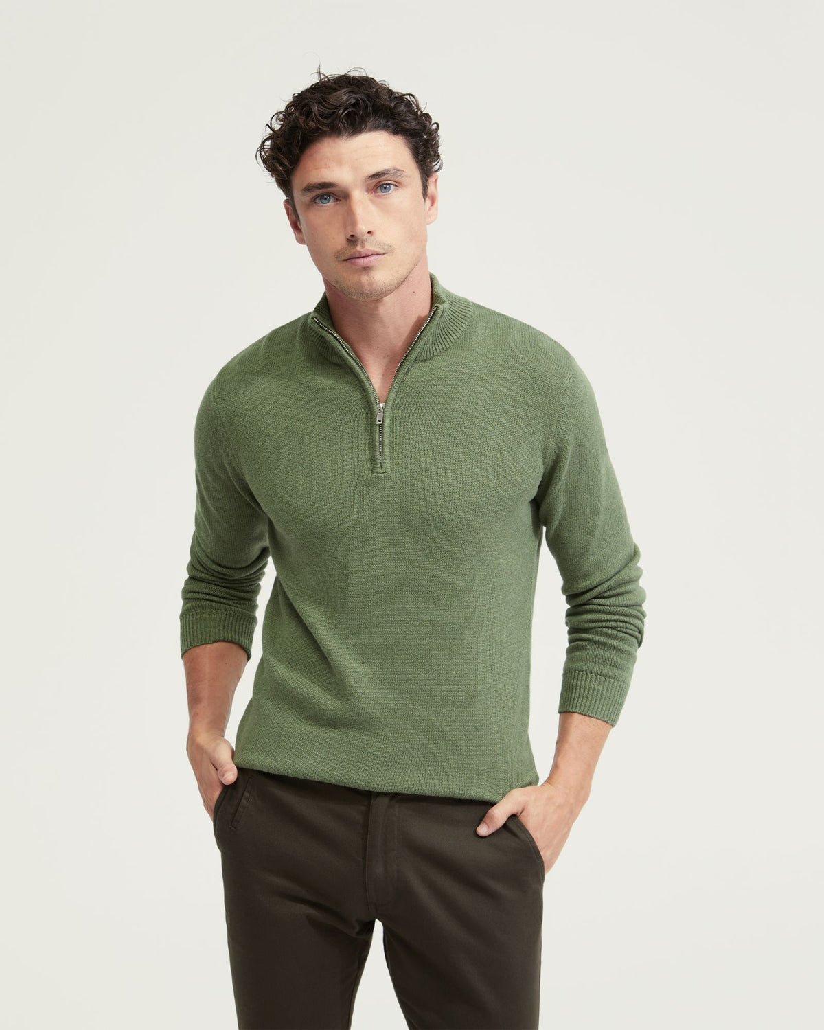 ROBERT ZIP NECK COTTON KNIT MENS KNITWEAR