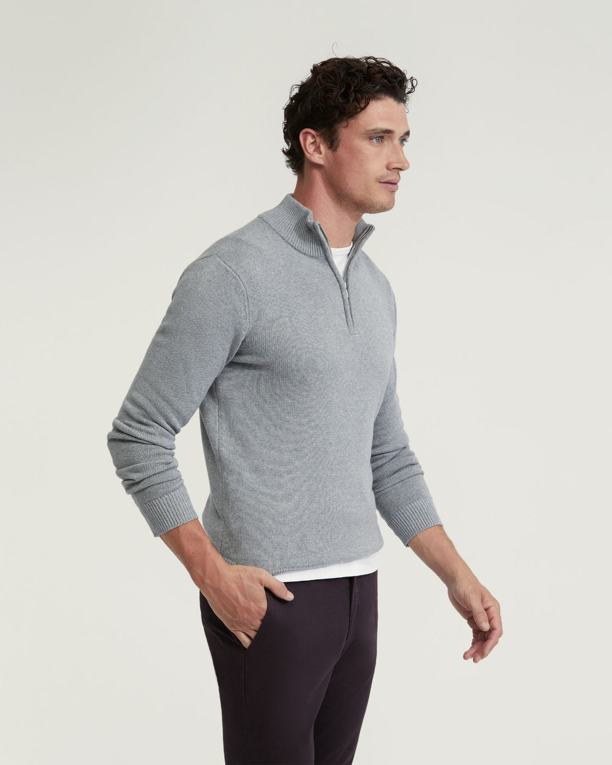 ROBERT ZIP NECK COTTON KNIT MENS KNITWEAR