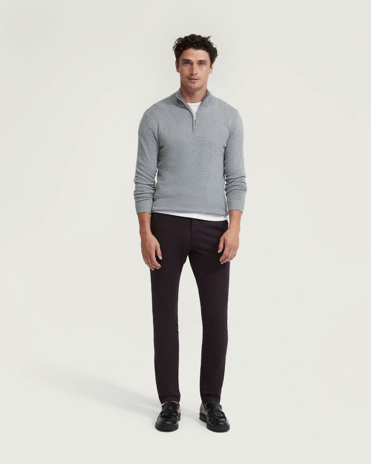 ROBERT ZIP NECK COTTON KNIT MENS KNITWEAR